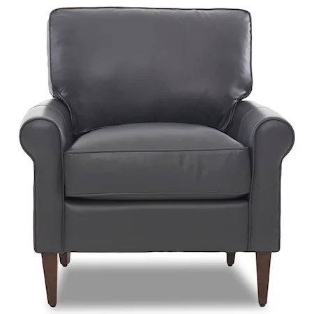 Casual Contemporary Chair with Leather Upholstery and Square Tapered Legs